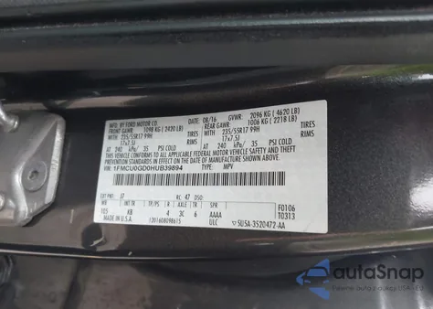 2017 Ford Escape Se из США, поврежденный, VIN 1FMCU0GD0HUB39894